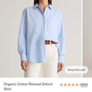 Bundle of 2 Quince Organic Cotton Relaxed Oxford Shirts – Size S (Blue & White